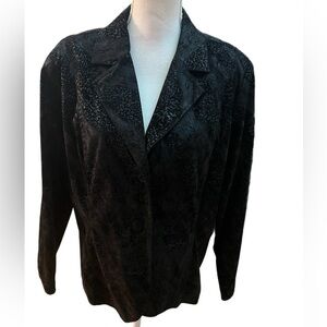 Bamboo Traders Women’s Blazer/jacket Size XL Black Faux Suede Feel Lined